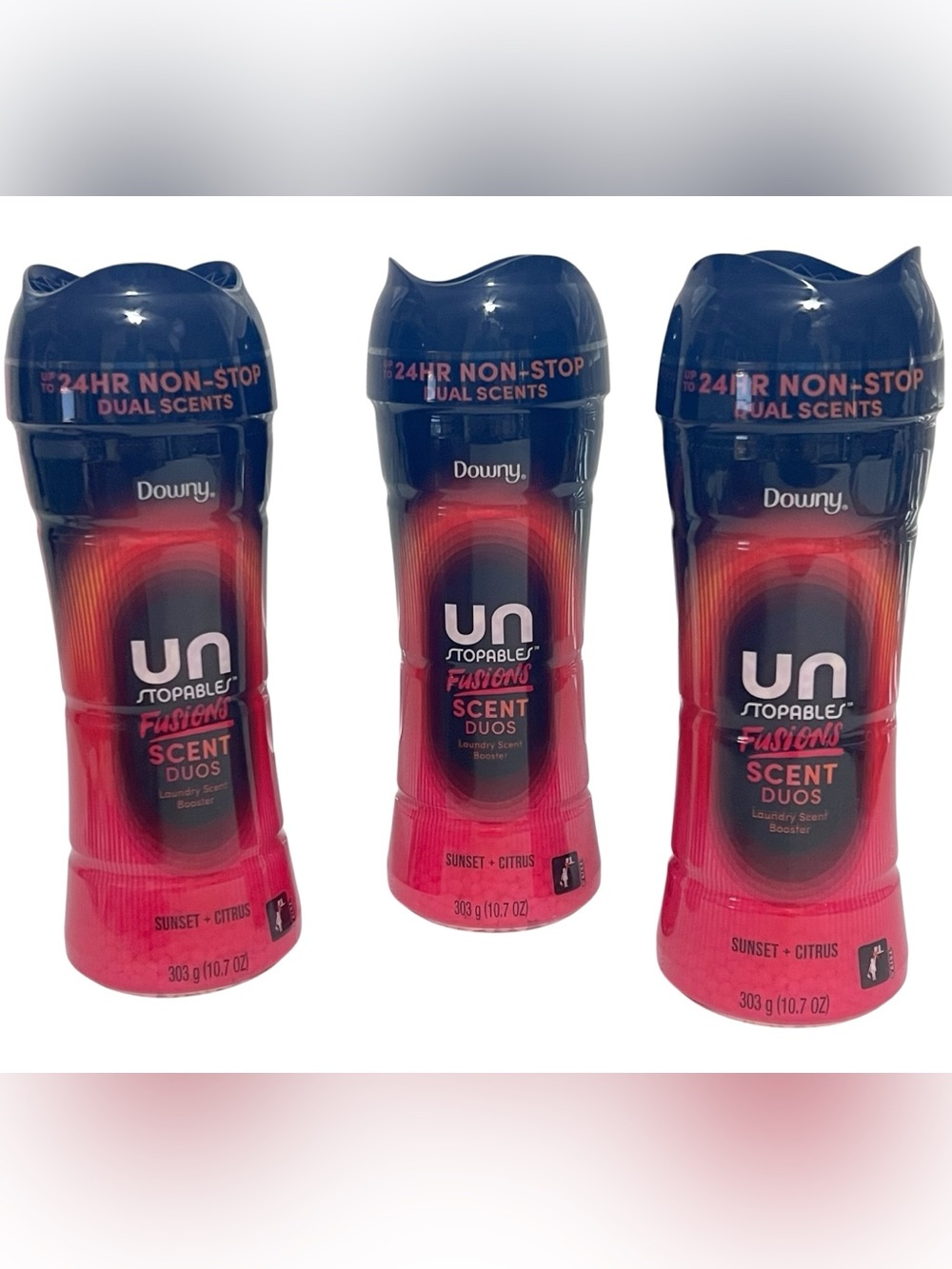 3x Downy Unstoppables Fusions Scent Sunset Citrus 10.7 Oz Laundry Scent Booster